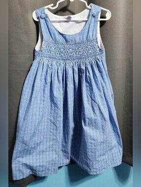 Vintage Orient Expressed Blue Plaid Smocked Dress – Size 5 Heirloom Kids